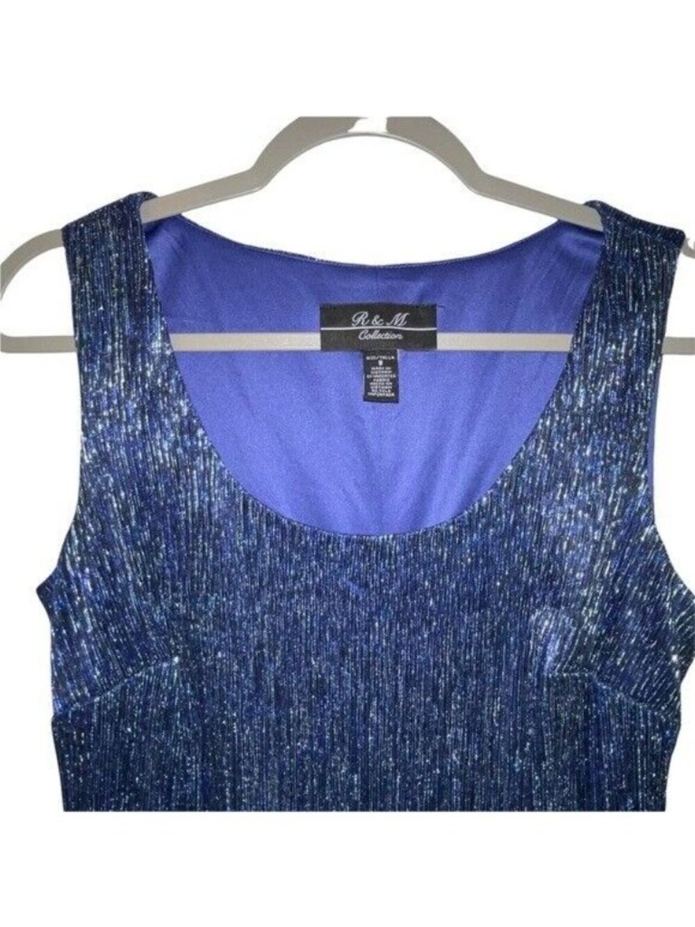 R&M Richards Dress Women’s Size 8 Blue Sleeveless Party Cocktail Sheath Lined - Picture 3 of 6
